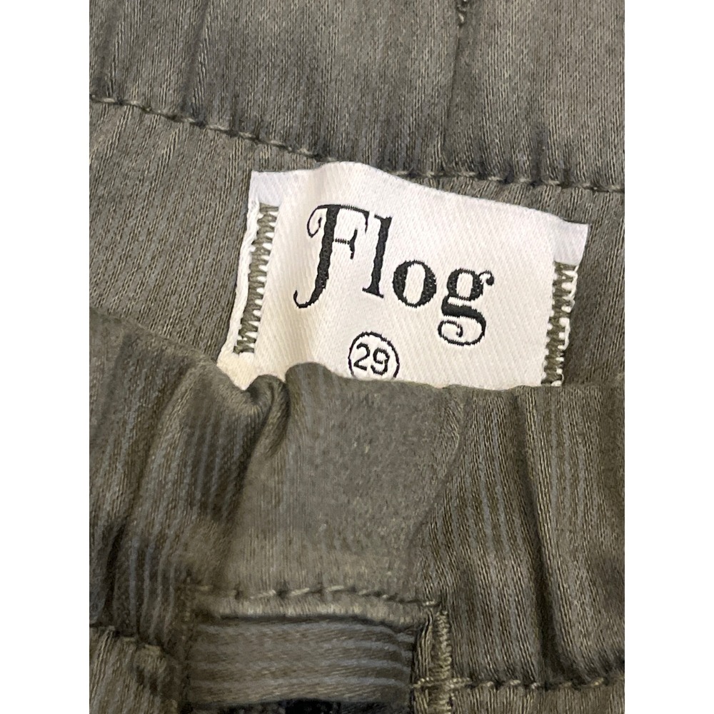 Flog Women‎ Olive Green Elastic Drawstring Waist Corduroy Stretch Pants Size 29